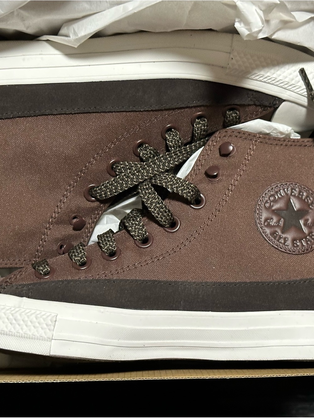 Converse High Top Sneakers in Dark Root/Velvet Brown with White Sole